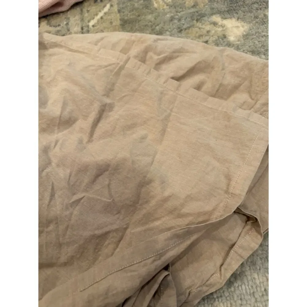 Coyuchi Organic Crinkled Percale™ Hazel Chambray Top Sheet Queen NEW